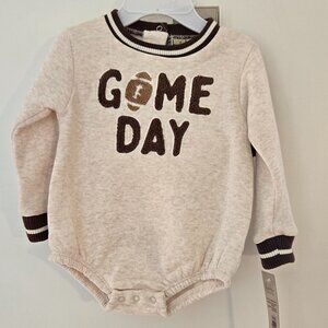 Nicole Miller bubble football game day onesie with matching hat and socks 0-3m